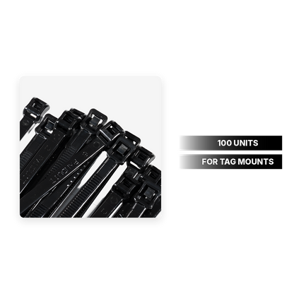 Flat black cable ties for RFID tag mounts, 100 units
