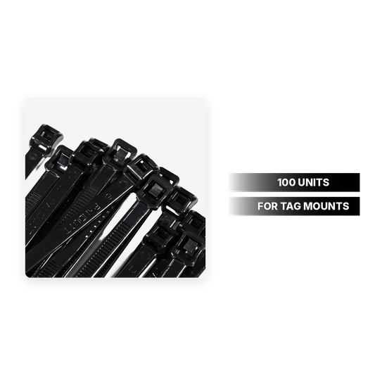 Flat black cable ties for RFID tag mounts, 100 units