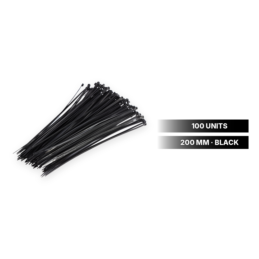 Black cable ties 200 mm, 100 units