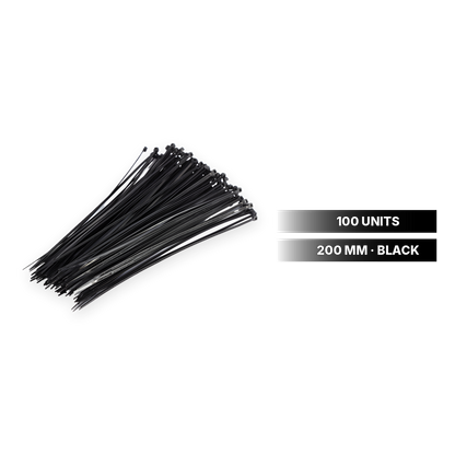 Black cable ties 200 mm, 100 units