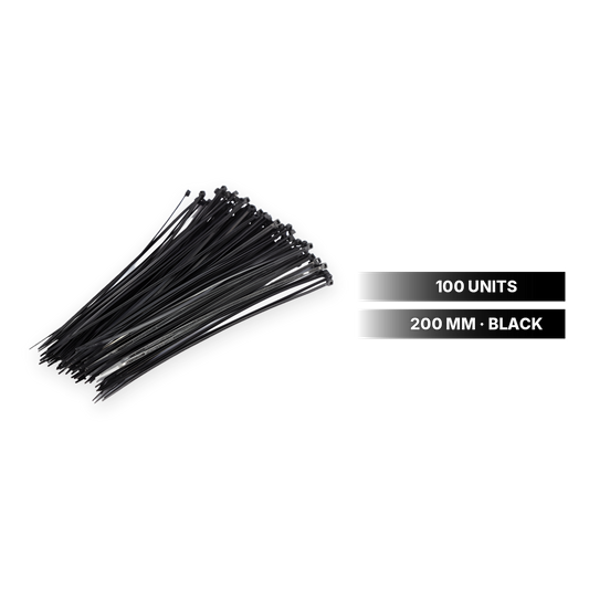 Black cable ties 200 mm, 100 units