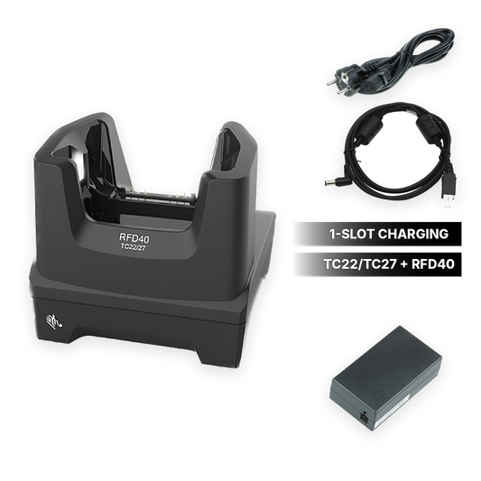 Zebra charging cradle kit for TC22/TC27 + RFD40: cradle, power supply, DC cable and power cable