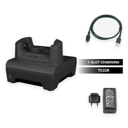 Zebra charging cradle for TC22R with power adapter and USB cable