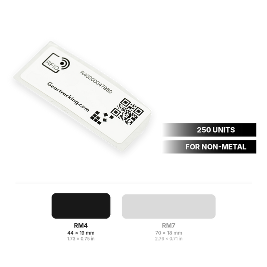RM4 RFID sticker 44 x 19 mm (1.73 x 0.75 in) for non-metal surfaces, 250 units