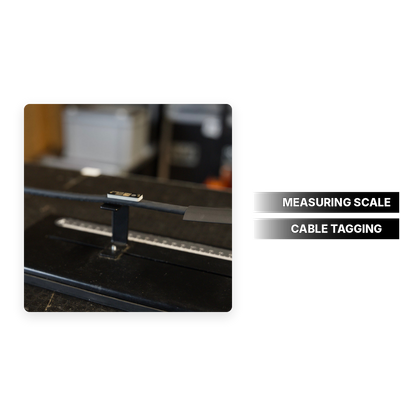 Tag positioning tool with measuring scale for tagging cables